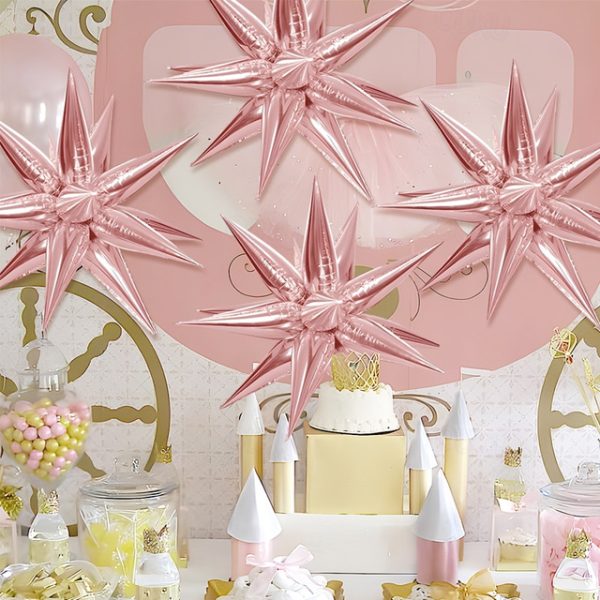 12pcs Star Balloons - 14 Corner Siamese Explosion Star Foil Balloons - 22-inch 3D Starburst Mylar Gold Balloons for Party Balloon Decorations 2024 - U