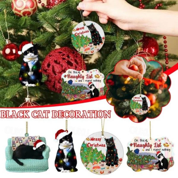 1pc Black Cat Hanging Decor, Christmas Ornament, Christmas Party Decoration, Christmas Tree Hanging Ornaments 2025 - US $4.99