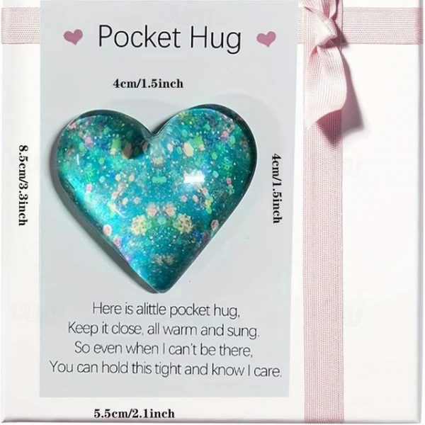 1pc, Pocket Hugging Heart Pocket Hugging Love Gift Small Hug Decoration Glass Heart Glitter Heart Gift For Girls Women Valentine's Day, Birthday, Wedd