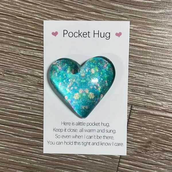 1pc, Pocket Hugging Heart Pocket Hugging Love Gift Small Hug Decoration Glass Heart Glitter Heart Gift For Girls Women Valentine's Day, Birthday, Wedd