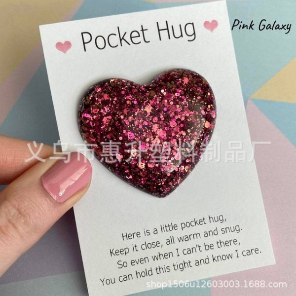 1pc, Pocket Hugging Heart Pocket Hugging Love Gift Small Hug Decoration Glass Heart Glitter Heart Gift For Girls Women Valentine's Day, Birthday, Wedd
