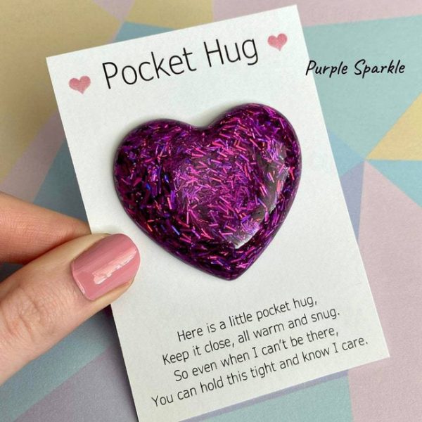 1pc, Pocket Hugging Heart Pocket Hugging Love Gift Small Hug Decoration Glass Heart Glitter Heart Gift For Girls Women Valentine's Day, Birthday, Wedd