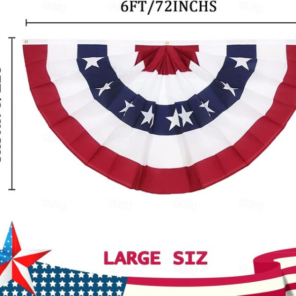 2 Pack USA Patriotic Pleated Fan Flags 3x6 Feet 4th of July Independence Day Large American Flags Bunting Patriotic Stars Stripes Pleated Fan USA Flag