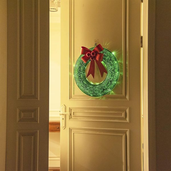 20inch Christmas Wreath with Light Iron Luminous Bow Garland LED Light-up Warm White Light Scene Decoration 30/40/50cm AA Battery Powered 2025 - US $2