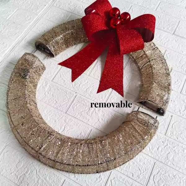 20inch Christmas Wreath with Light Iron Luminous Bow Garland LED Light-up Warm White Light Scene Decoration 30/40/50cm AA Battery Powered 2025 - US $2