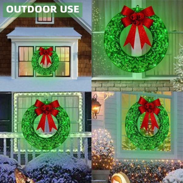 20inch Christmas Wreath with Light Iron Luminous Bow Garland LED Light-up Warm White Light Scene Decoration 30/40/50cm AA Battery Powered 2025 - US $2
