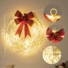 20inch Christmas Wreath with Light Iron Luminous Bow Garland LED Light-up Warm White Light Scene Decoration 30/40/50cm AA Battery Powered 2025 - US $2