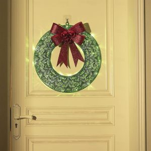 20inch Christmas Wreath with Light Iron Luminous Bow Garland LED Light-up Warm White Light Scene Decoration 30/40/50cm AA Battery Powered 2025 - US $2