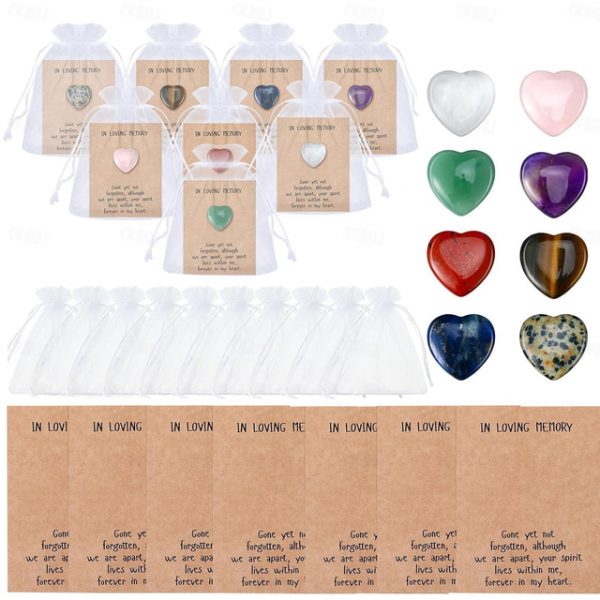 40pcs Cards Pocket Hug Token Bulk Hug Cards with Heart Shape Natural Stones Greeting Cards Keepsake Exchange Card Relationship Gift for Colleagues Fam