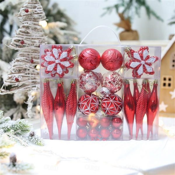 40PCS Christmas Tree Decorations Baubles Set White and Red Christmas Baubles Set Shatterproof Christmas Balls Ornaments for Xmas Christmas Tree 2025 -