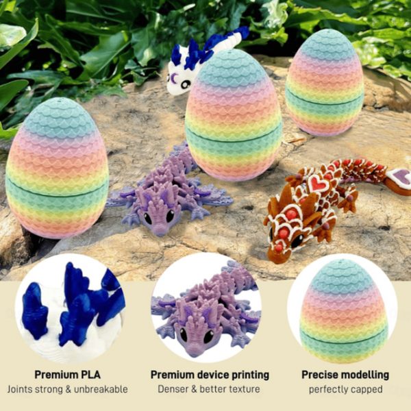 6-Pack Small Mystery Dragon Eggs, 3D Printed Easter Egg Gift with Hidden Poseable Dragon Inside, Fantasy Dragon Egg Set for Kids, Collectors, Home Dec
