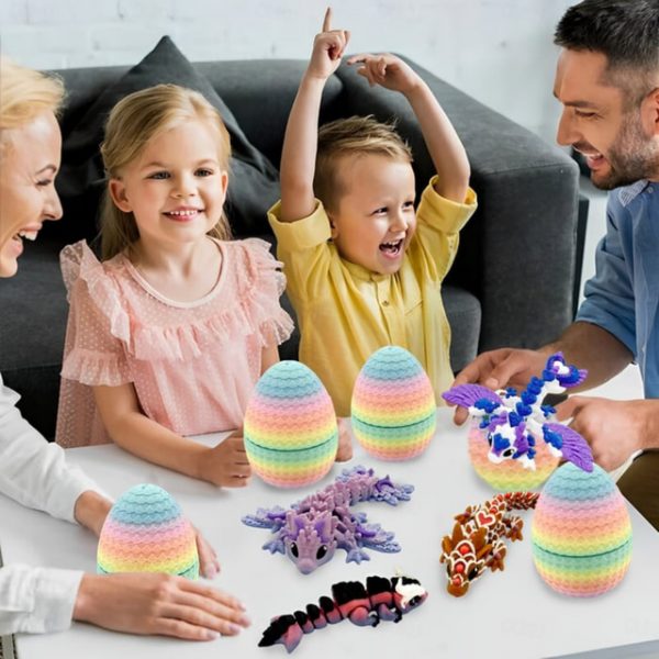 6-Pack Small Mystery Dragon Eggs, 3D Printed Easter Egg Gift with Hidden Poseable Dragon Inside, Fantasy Dragon Egg Set for Kids, Collectors, Home Dec