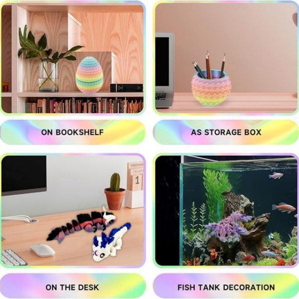 6-Pack Small Mystery Dragon Eggs, 3D Printed Easter Egg Gift with Hidden Poseable Dragon Inside, Fantasy Dragon Egg Set for Kids, Collectors, Home Dec