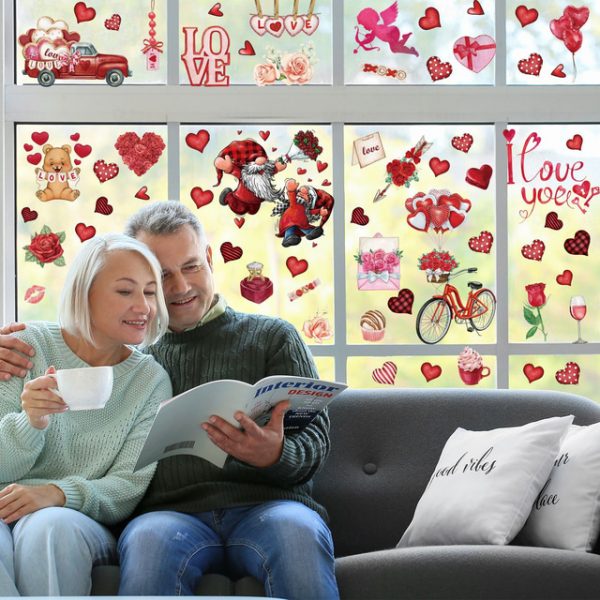 9pcs/set Valentine's Day Static Window Stickers Gnomes Gnomes Window Glass Window Stickers. 2024 - US $6.99