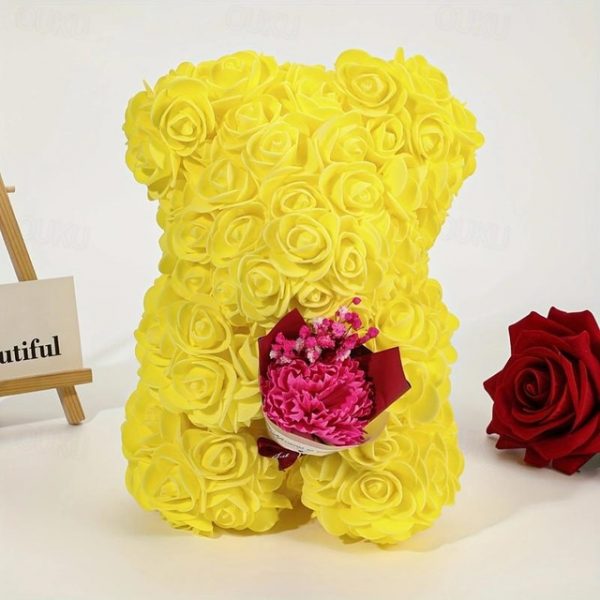 Artificial Rose Bear Flower Arrangement Mother's Day Gift- Foam Roses with Container for Mother's Day, Anniversary, Wedding, Birthday 2025 - US $23.99