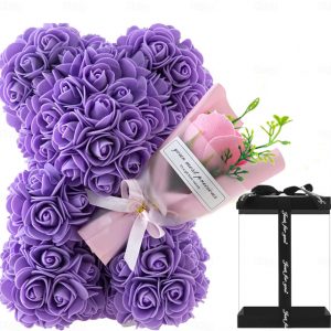 Artificial Rose Bear Flower Arrangement Mother's Day Gift- Foam Roses with Container for Mother's Day, Anniversary, Wedding, Birthday 2025 - US $23.99