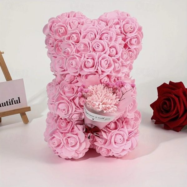 Artificial Rose Bear Flower Arrangement Mother's Day Gift- Foam Roses with Container for Mother's Day, Anniversary, Wedding, Birthday 2025 - US $23.99