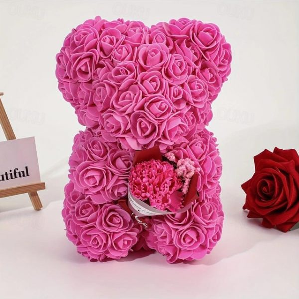 Artificial Rose Bear Flower Arrangement Mother's Day Gift- Foam Roses with Container for Mother's Day, Anniversary, Wedding, Birthday 2025 - US $23.99
