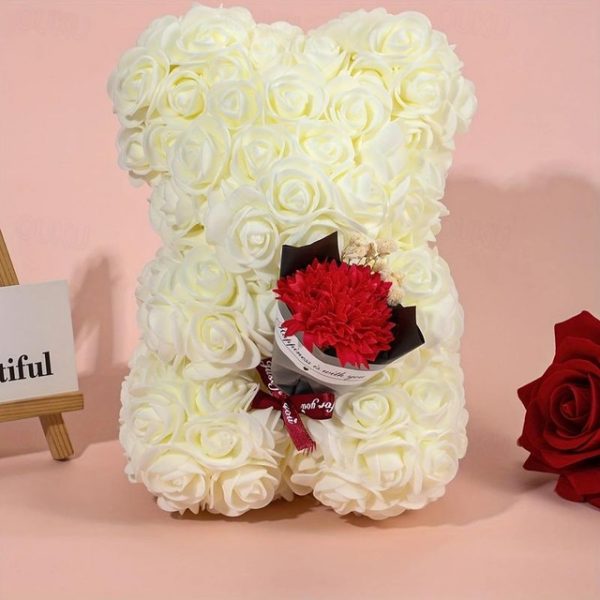 Artificial Rose Bear Flower Arrangement Mother's Day Gift- Foam Roses with Container for Mother's Day, Anniversary, Wedding, Birthday 2025 - US $23.99