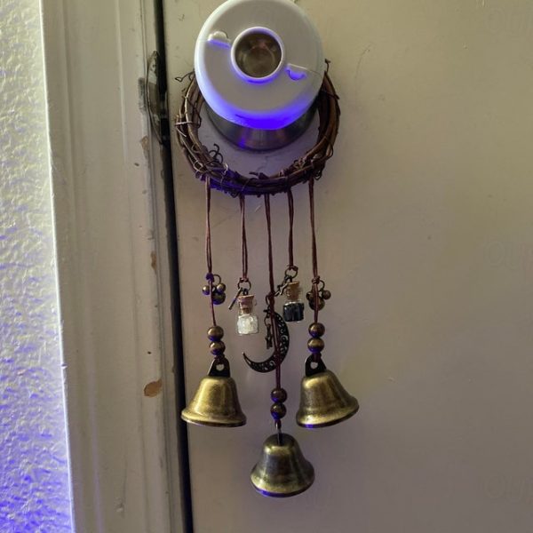 Bells for Door Knob for Protection, Witch Wind Chimes Door Hanger, Handmade Rattan Wind Chimes Witch Decor, Protection Witchcraft Home Decor-1pcs 2024