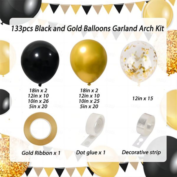 Black Gold Balloon Garland Kit, Graduation Party Decorations, Black, Gold & White Balloon Arch for Weddings, Birthdays & Celebrations 2025 - US $12.99