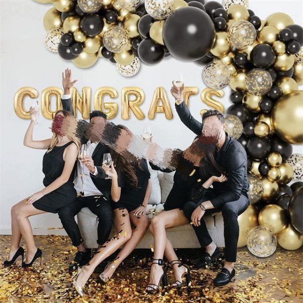 Black Gold Balloon Garland Kit, Graduation Party Decorations, Black, Gold & White Balloon Arch for Weddings, Birthdays & Celebrations 2025 - US $12.99