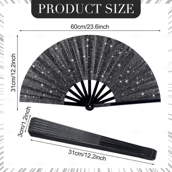 Boots on The Ground Fan Large Holographic Folding Hand Fan Line Dance Popping Fan, Clap Fans for Line Dancing Foldable Craft Holding Laser Colors Hand