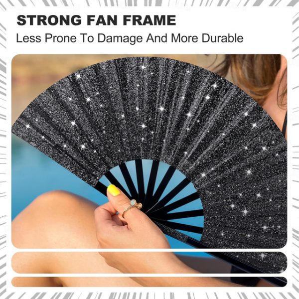 Boots on The Ground Fan Large Holographic Folding Hand Fan Line Dance Popping Fan, Clap Fans for Line Dancing Foldable Craft Holding Laser Colors Hand