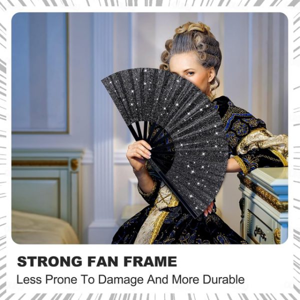 Boots on The Ground Fan Large Holographic Folding Hand Fan Line Dance Popping Fan, Clap Fans for Line Dancing Foldable Craft Holding Laser Colors Hand