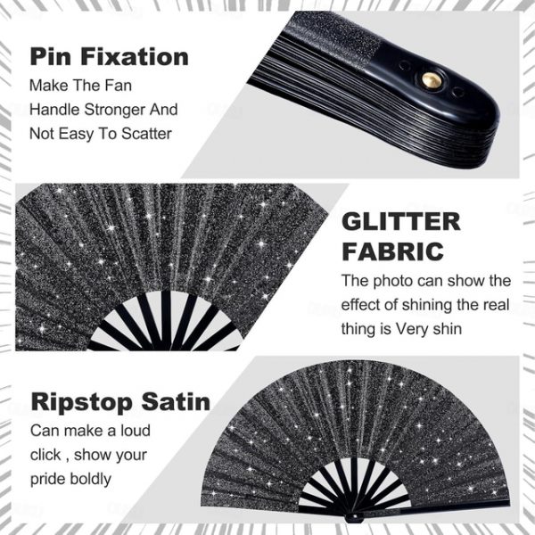 Boots on The Ground Fan Large Holographic Folding Hand Fan Line Dance Popping Fan, Clap Fans for Line Dancing Foldable Craft Holding Laser Colors Hand