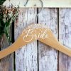 Bride Wedding Dress Hanger, Wooden Bridal Hanger with Pearls and Bow, Personalized Custom Name Hanger for Wedding Gown, Bridal Shower Gift, Bride Coat