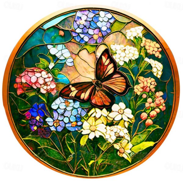 Butterfly Faux Stained Glass Window Cling Suncatcher, Round Dragonfly Wreath Glass, Butterfly Wreath Acrylic Plate Decoration 2024 - US $9.49