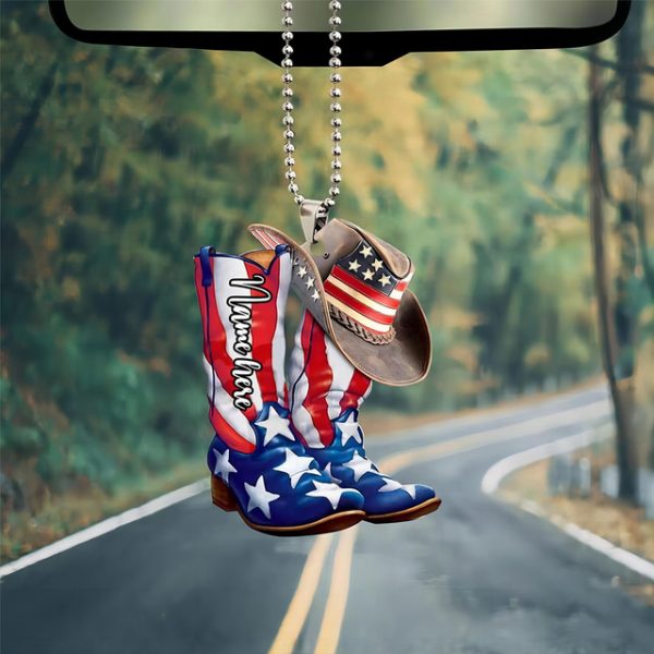 Car Pendant for Rearview Mirrors - Car Rear View Mirror Pendant | Car Decoration Charm Pendant, Creative Cowboy Boots and Hats Flat Style Ornament, Ca