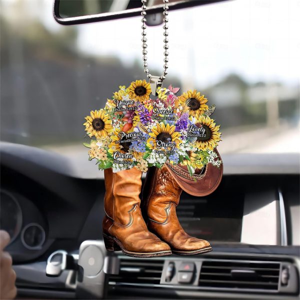 Car Pendant for Rearview Mirrors - Car Rear View Mirror Pendant | Car Decoration Charm Pendant, Creative Cowboy Boots and Hats Flat Style Ornament, Ca