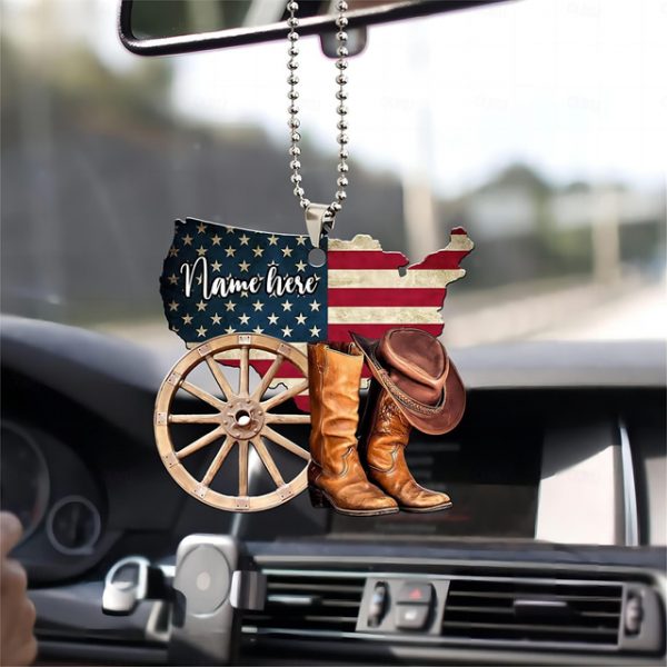 Car Pendant for Rearview Mirrors - Car Rear View Mirror Pendant | Car Decoration Charm Pendant, Creative Cowboy Boots and Hats Flat Style Ornament, Ca