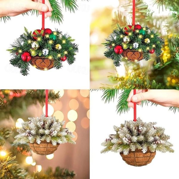 Christmas Basket Gift Hanging Pendant Ornaments Artificial Decoration Pre-lit Wood Christmas 2D Acrylic Tree Decoration Xmas Gift 2024 - US $2.99