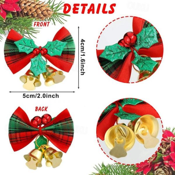 Christmas Bow, Christmas Wreath Christmas Tree Decoration Gifts, with Iron Bells 2025 - US $2.99