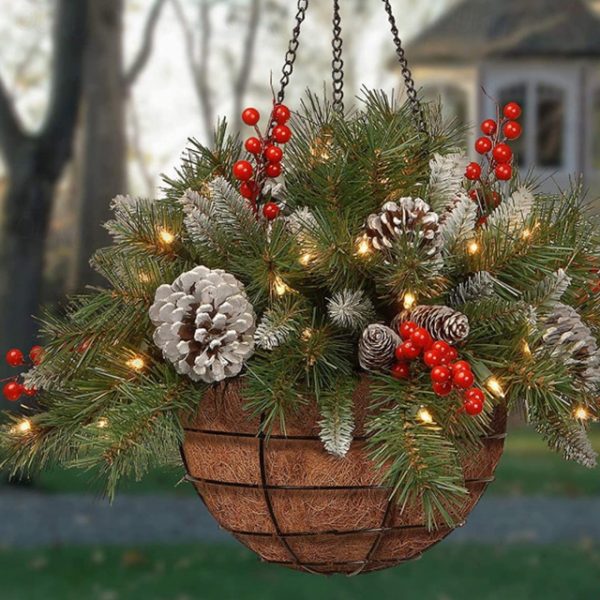 Christmas Hanging Basket Wreath Rhythm Flash Holiday Lights Decorations Christmas Wreath Pendants 2025 - US $51.99