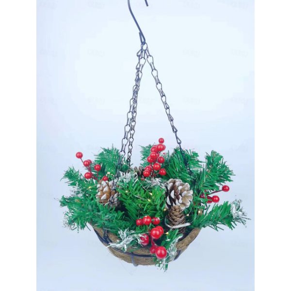 Christmas Hanging Basket Wreath Rhythm Flash Holiday Lights Decorations Christmas Wreath Pendants 2025 - US $51.99