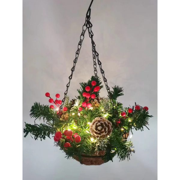 Christmas Hanging Basket Wreath Rhythm Flash Holiday Lights Decorations Christmas Wreath Pendants 2025 - US $51.99