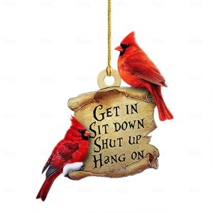 Christmas Ornament Cardinal Bird 2D Acrylic Pendant Car Interior Backpack Pendant Home Valentine‘s Day Gift Christmas Decoration Hummingbird Pendant S