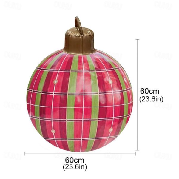 Christmas Outdoor Inflatable Decorated Ball 60cm(23.6Inch) Xmas Huge Large Ornaments for Tree Yard Lawn Garden Porch Blow Up Balls Ornaments with Pump