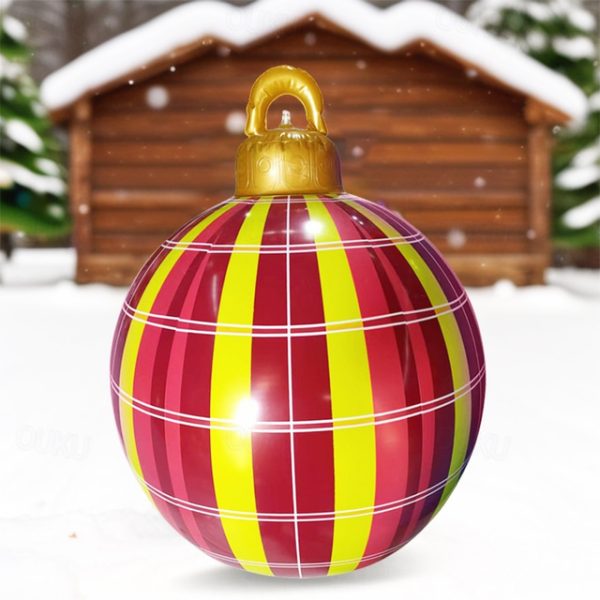 Christmas Outdoor Inflatable Decorated Ball 60cm(23.6Inch) Xmas Huge Large Ornaments for Tree Yard Lawn Garden Porch Blow Up Balls Ornaments with Pump