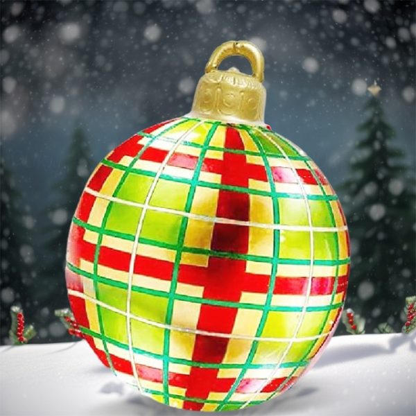 Christmas Outdoor Inflatable Decorated Ball 60cm(23.6Inch) Xmas Huge Large Ornaments for Tree Yard Lawn Garden Porch Blow Up Balls Ornaments with Pump