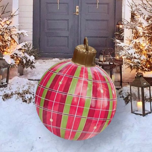 Christmas Outdoor Inflatable Decorated Ball 60cm(23.6Inch) Xmas Huge Large Ornaments for Tree Yard Lawn Garden Porch Blow Up Balls Ornaments with Pump