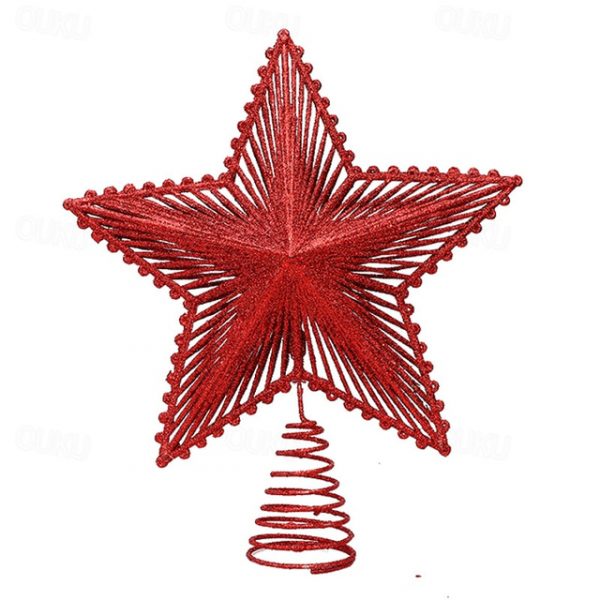 Christmas Tree Topper Star, Tree Top Decoration, Sequins Straight Grain Tree Top Star Scene Layout, Wall Decor, Room Decor, Yard Decor, Theme Party De