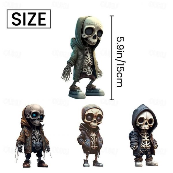 Cool Skeleton Figurines, Halloween Skull Statue Skeleton Doll Resin Crafts Ornaments, Fashion Mini Cool Skeleton Figurines Decor Skeleton Man Resin St