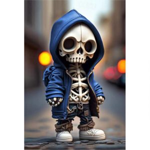 Cool Skeleton Figurines, Halloween Skull Statue Skeleton Doll Resin Crafts Ornaments, Fashion Mini Cool Skeleton Figurines Decor Skeleton Man Resin St