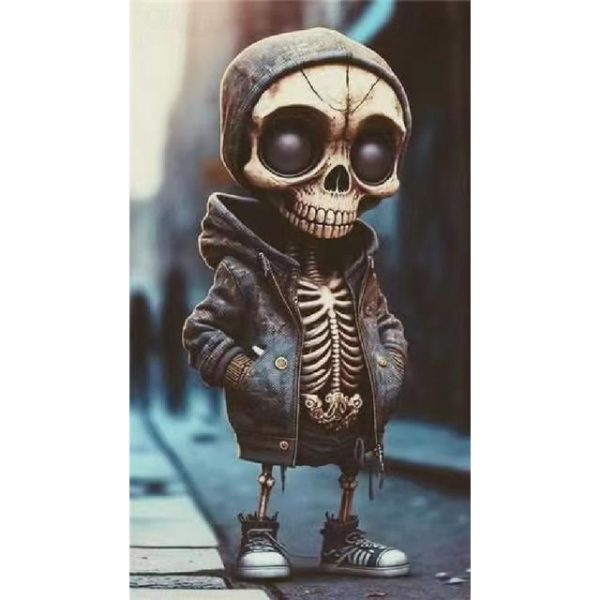 Cool Skeleton Figurines, Halloween Skull Statue Skeleton Doll Resin Crafts Ornaments, Fashion Mini Cool Skeleton Figurines Decor Skeleton Man Resin St
