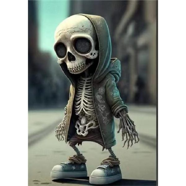 Cool Skeleton Figurines, Halloween Skull Statue Skeleton Doll Resin Crafts Ornaments, Fashion Mini Cool Skeleton Figurines Decor Skeleton Man Resin St